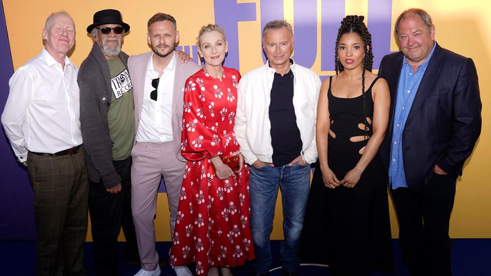 (left to right) Steve Huison, Paul Barber, Wim Snape, Lesley Sharp, Robert Carlyle, Talitha Wing and Mark Addy attending the UK premiere for The Full Monty at The Leadmill in Sheffield. Picture date: Monday June 5, 2023