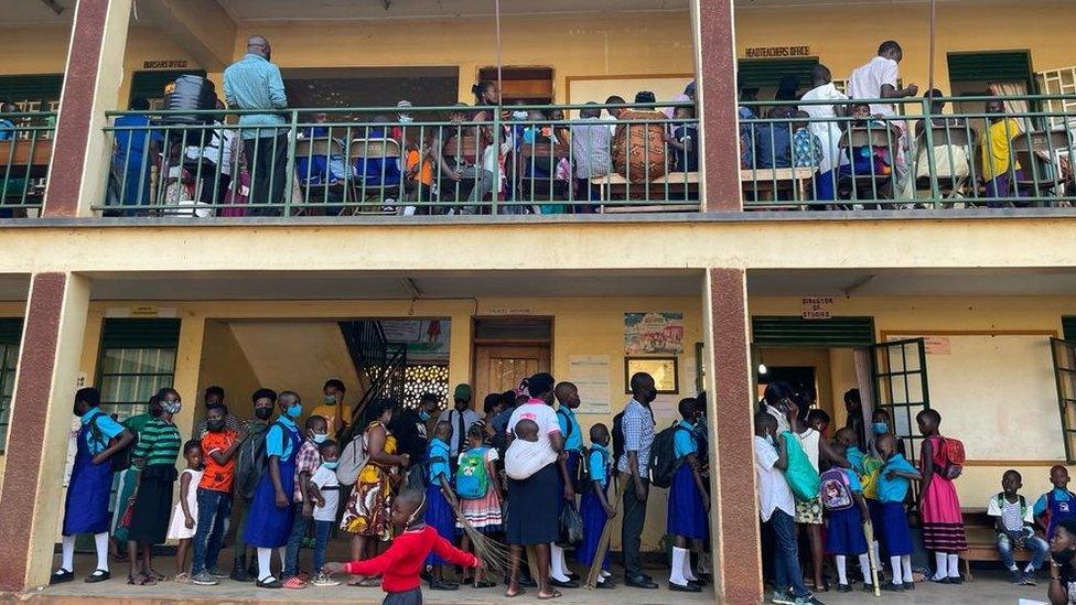 Students waiting to go into class