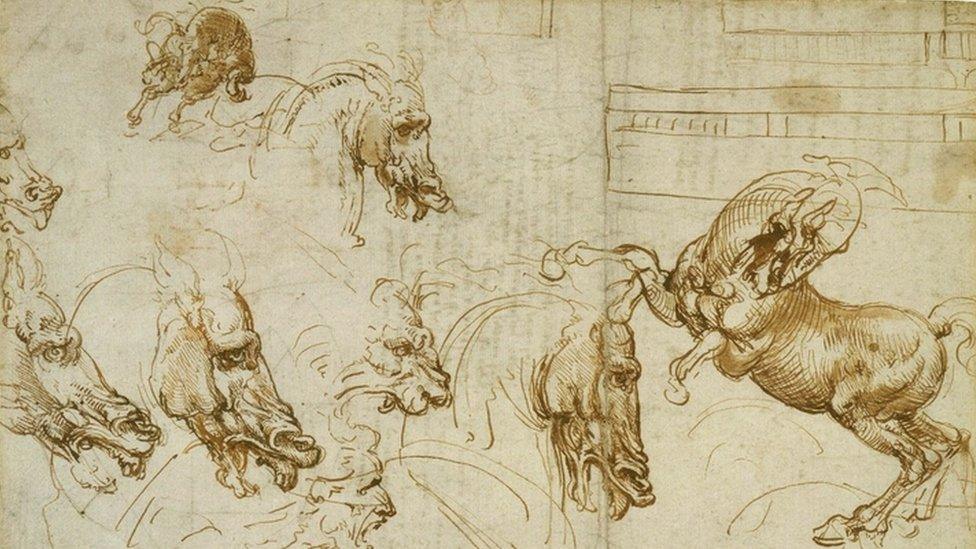 Leonardo da Vinci - Expressions of fury in horses, a lion and a man, c.1503-04