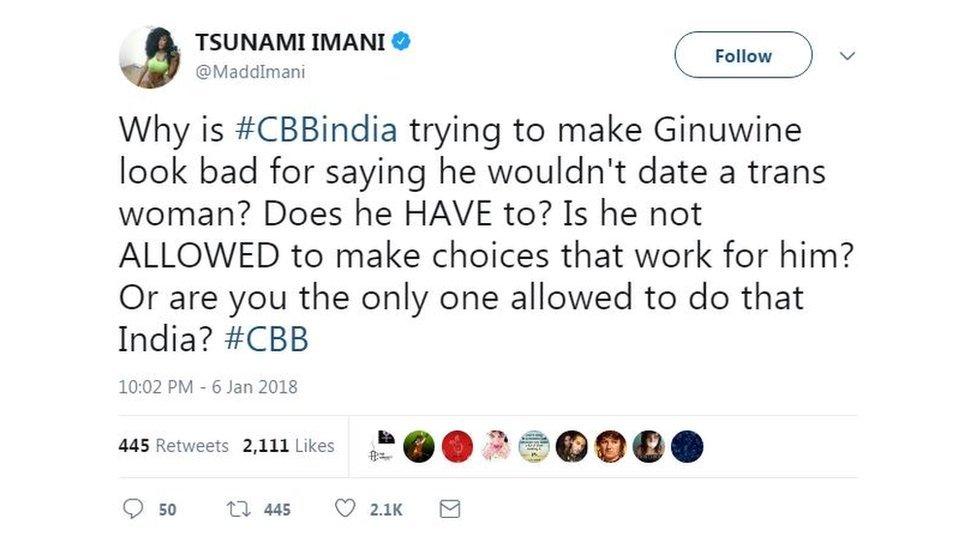 A tweet claiming Ginuwine should be allowed to say he wouldn't date trans woman