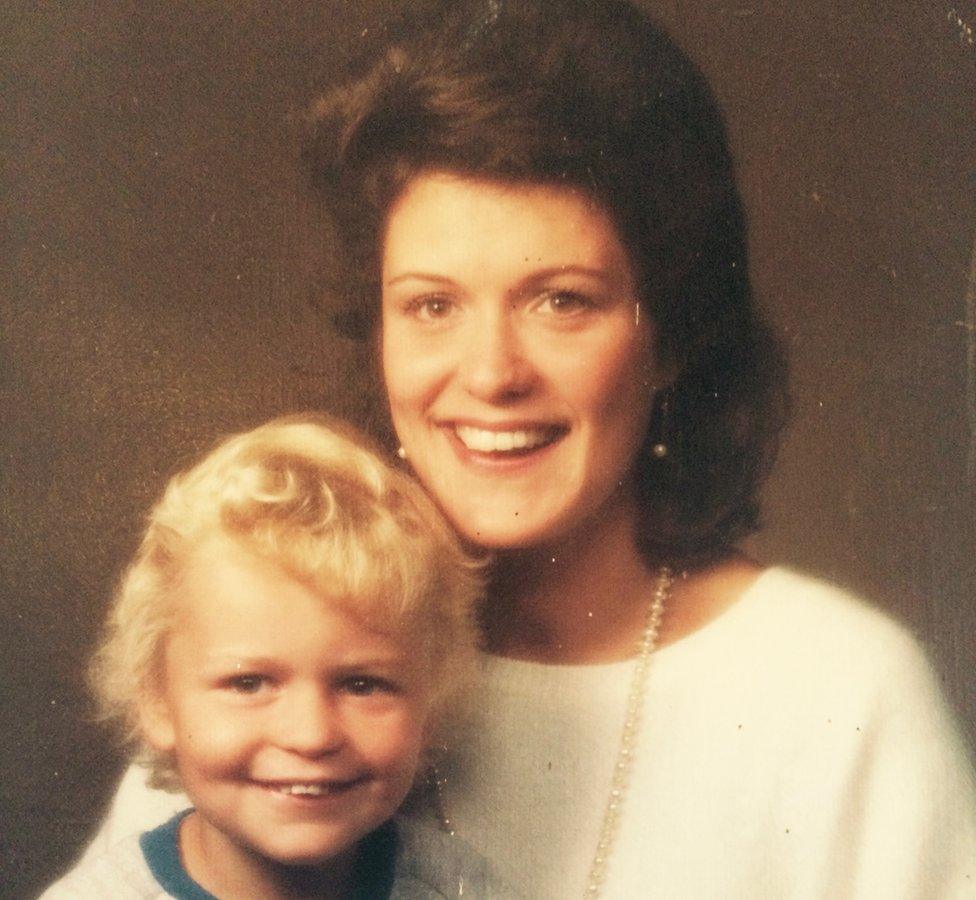 Rosemary holding Eloise's brother Barnaby in the early 1980s