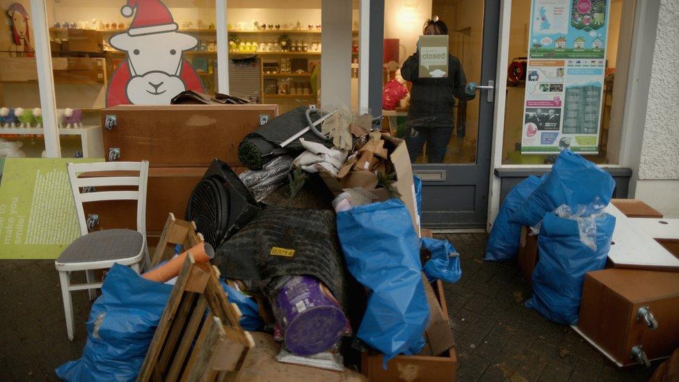 Flooded shop in Keswick