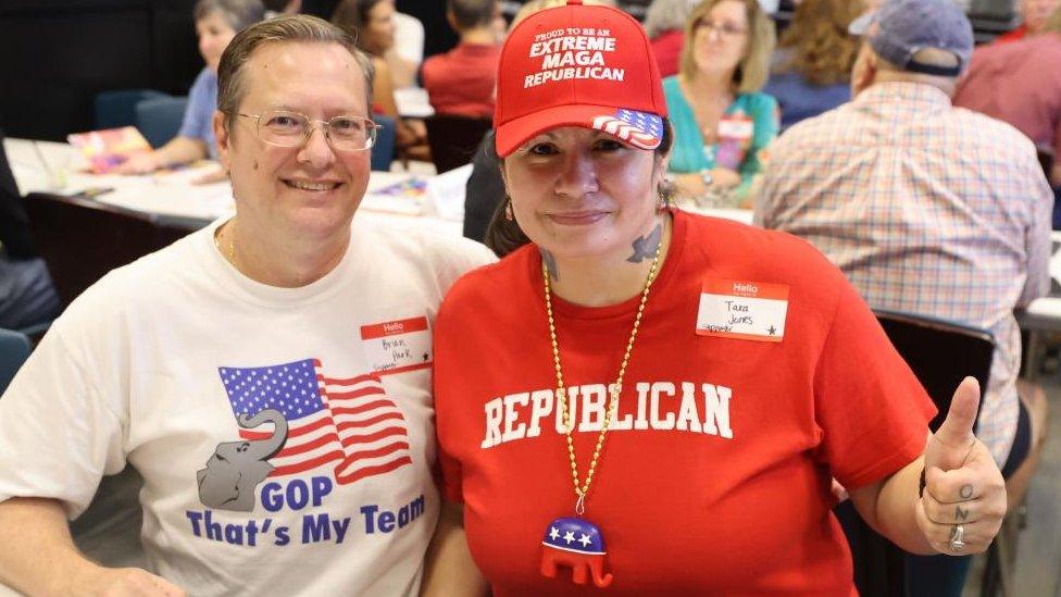 Republican voters get ready to watch the debate in Austin, Texas