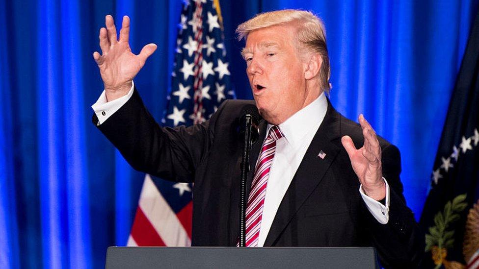 Donald Trump speaks at a Republican congressional retreat in Philadelphia.