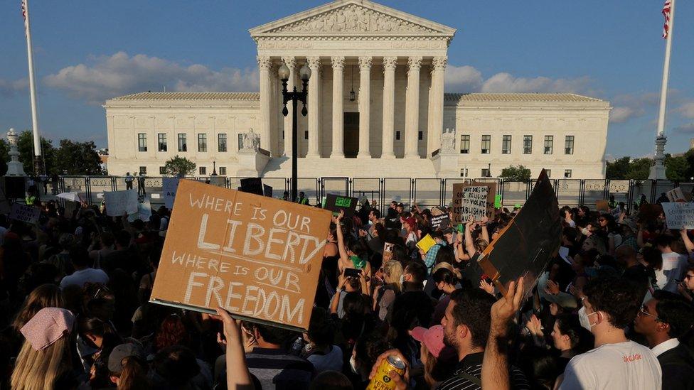 Protests outside the Supreme Court