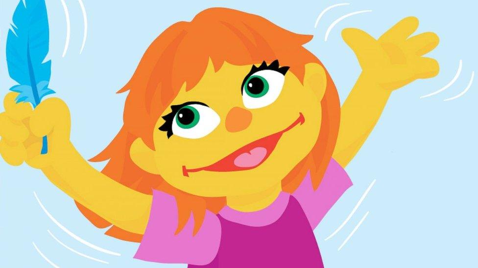 Julia character holding a feather