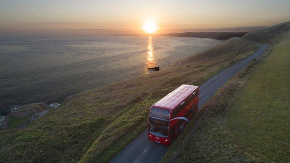 A bus in the countryside