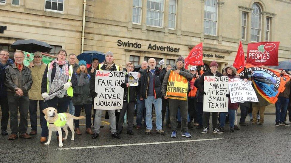 Strike outside the Swindon Advertiser