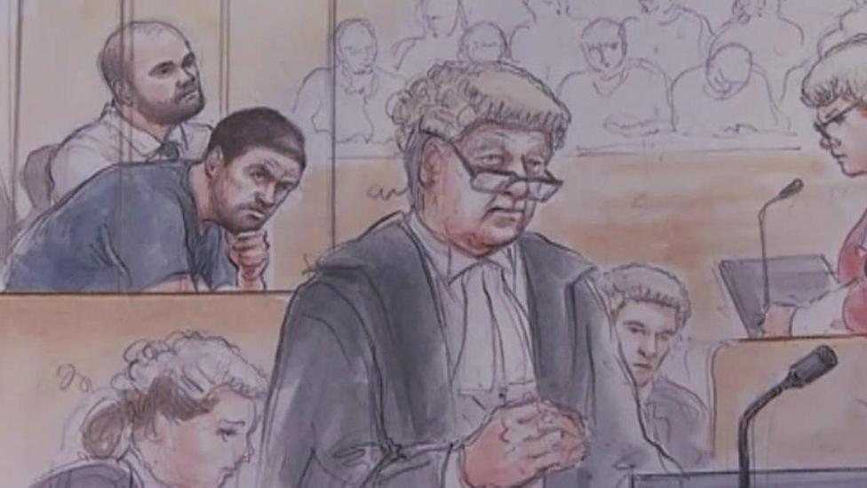 Court artist drawing of trial