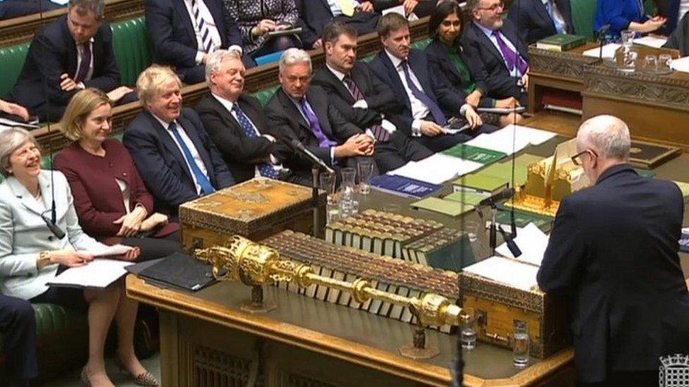 Theresa May and Jeremy Corbyn in Parliament