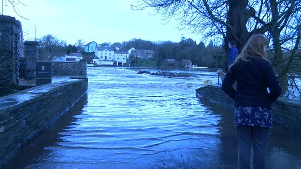 Flood scene at Llechryd, Ceredigion