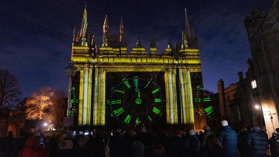 Peterborough Cathedral lights