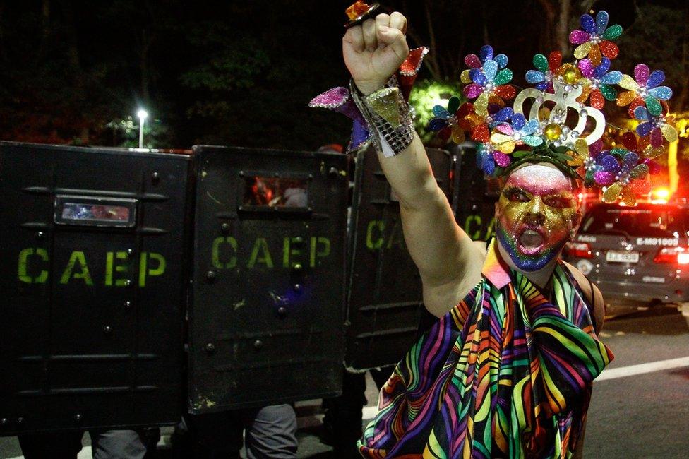 Protester in Sao Paulo