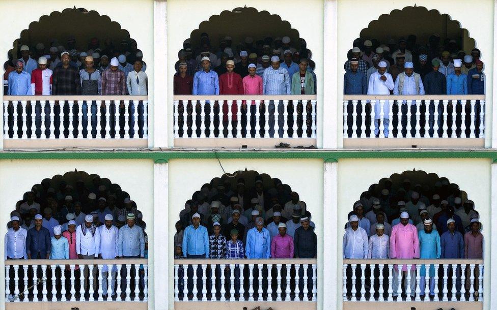 Prayers are offered at Kashmiri Mosque