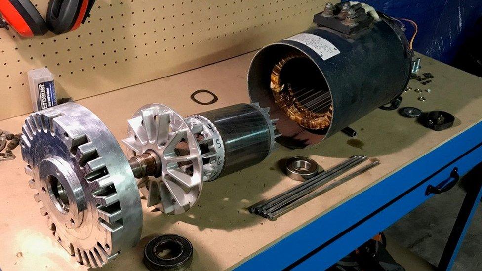 a dismantled electric motor