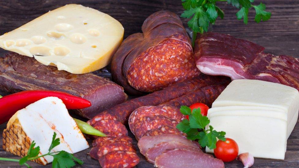 Cheese and sausages