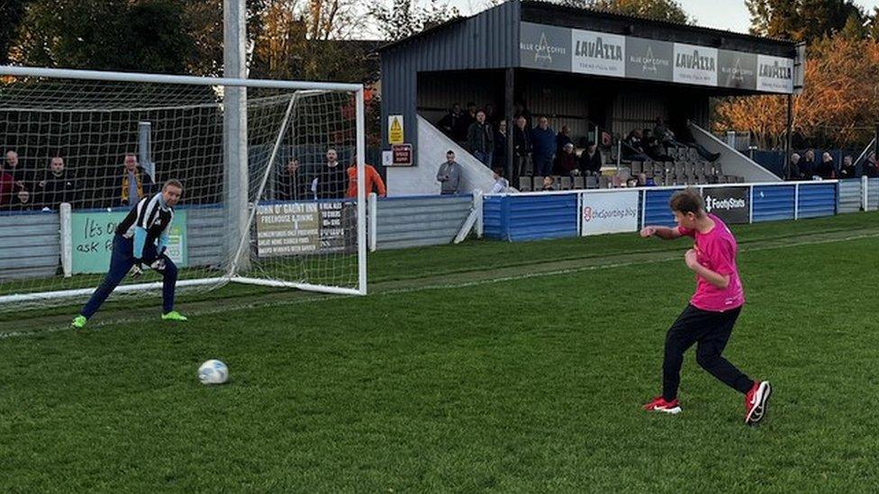 Edward taking a penalty kick