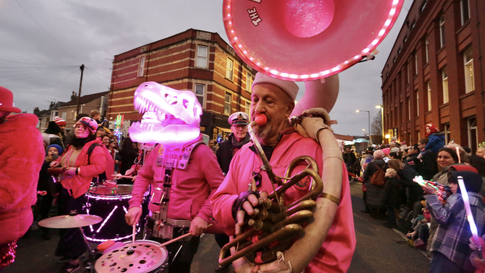 Music band at Bedminster Winter Lantern Parade