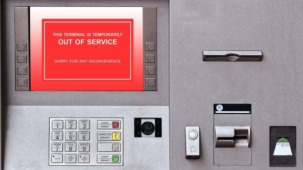 Out of Service message on cash machine