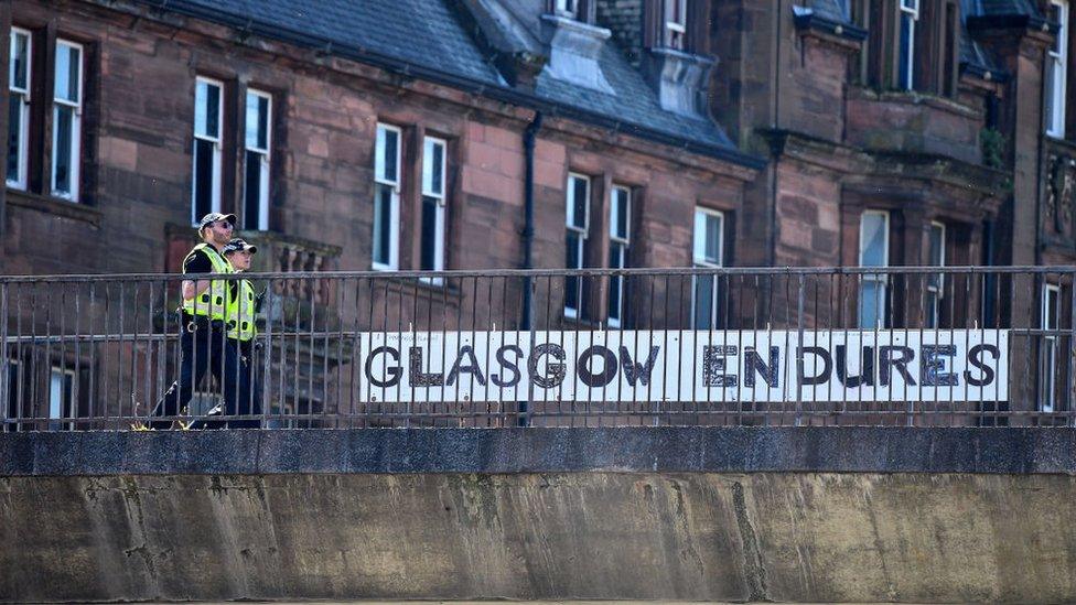 Police in Glasgow during lockdown