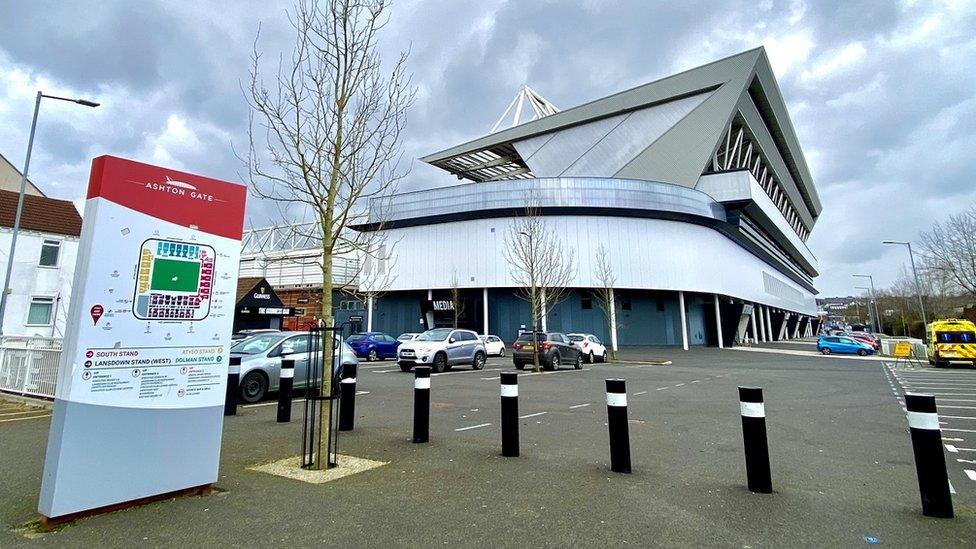 Exterior of Ashton Gate Stadium in Bristol