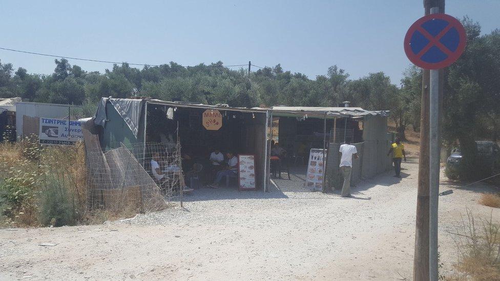 A food stall at Moria refugee camp