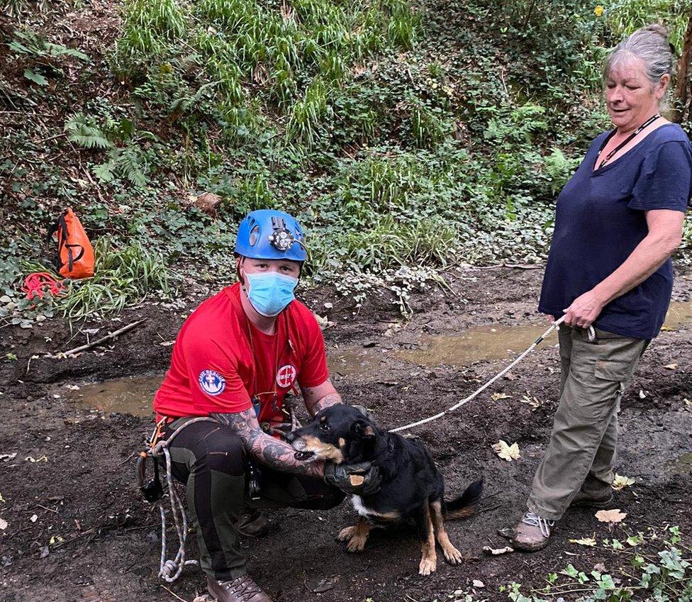 Sian Upcott with Freya and rescuer