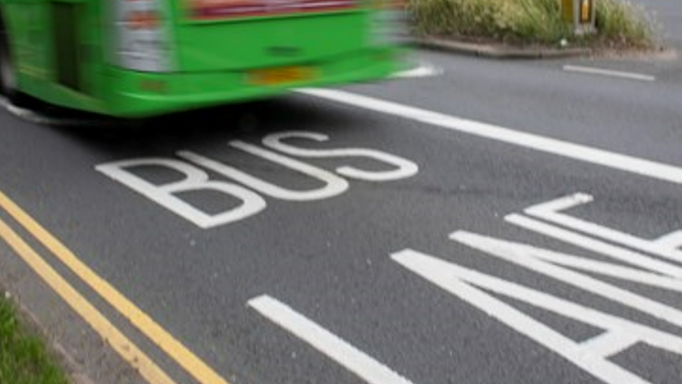 A bus in a bus lane