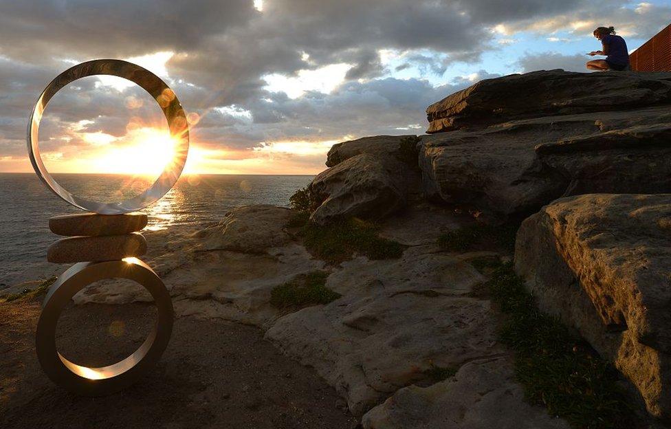 A sculpture is seen during Sculpture By The Sea.