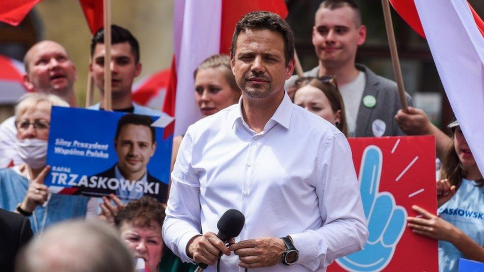 Rafal Trzaskowski on final day of campaign in Swidnica - 10 July