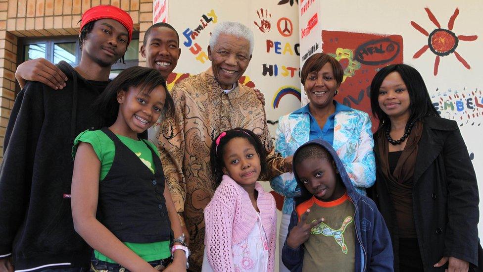 Mandela family together in August 2009.