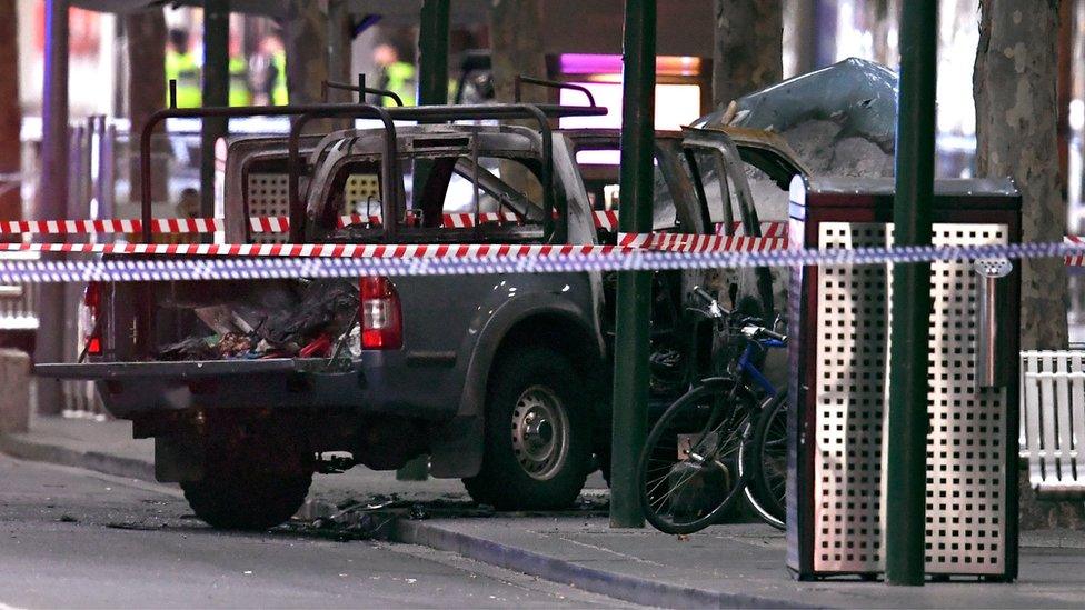 The burned-out vehicle pictured in Melbourne on 9 November, 2018