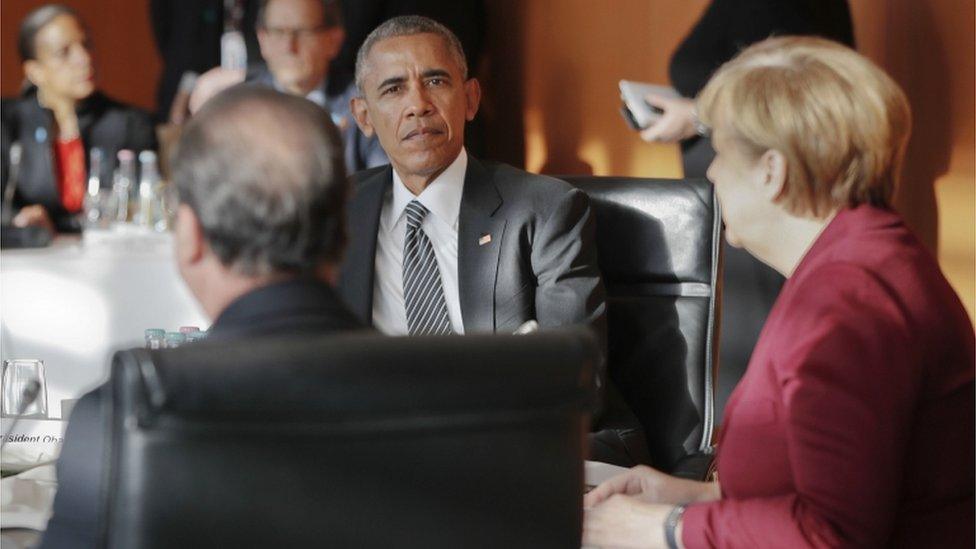 Barack Obama with European leaders in Berlin