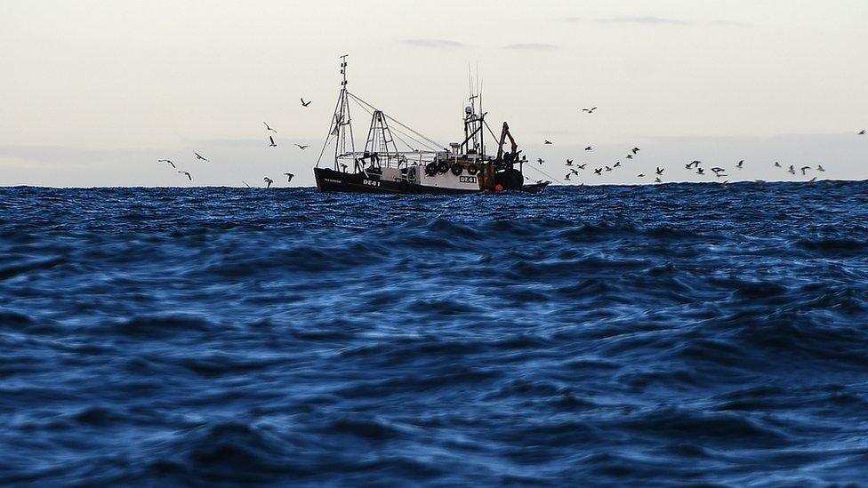 A fishing trawler off the coast of Scotland