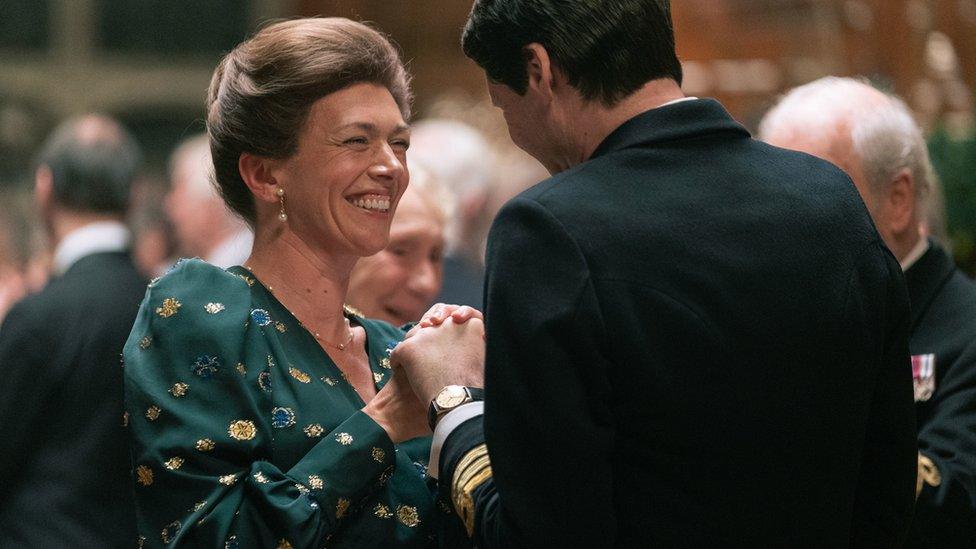 Undated production still issued by Netflix of Claudia Harrison as Princess Anne, from season five of The Crown.