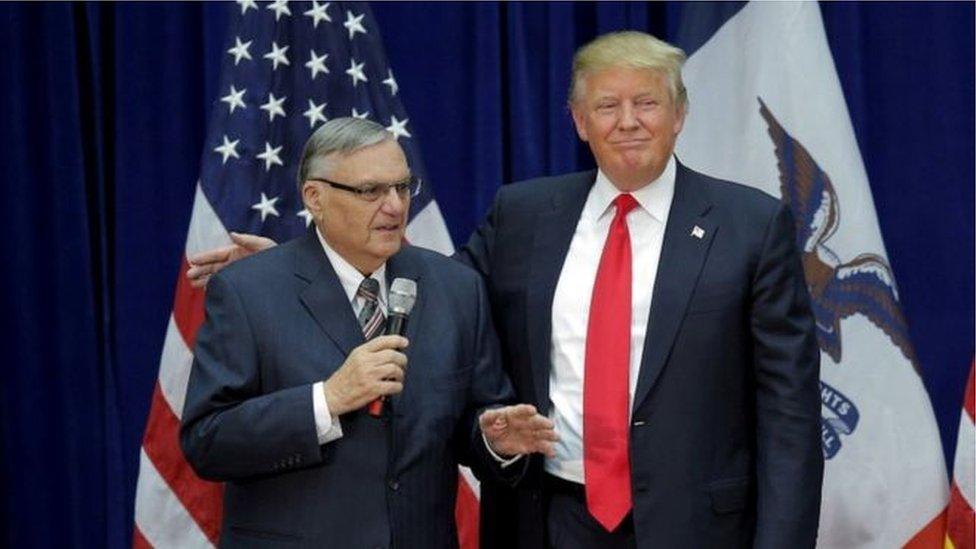 Ex-sheriff Joe Arpaio and Mr Trump