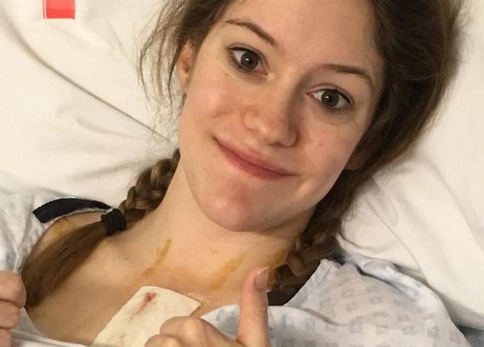 Ellie Kemp in hospital