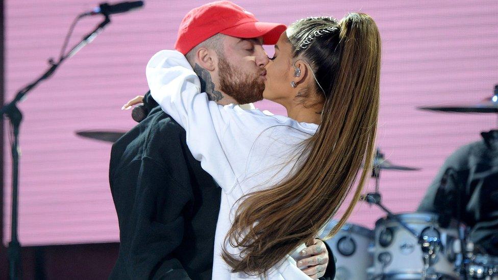 Mac Miller and Ariana Grande kiss at One Love Manchester