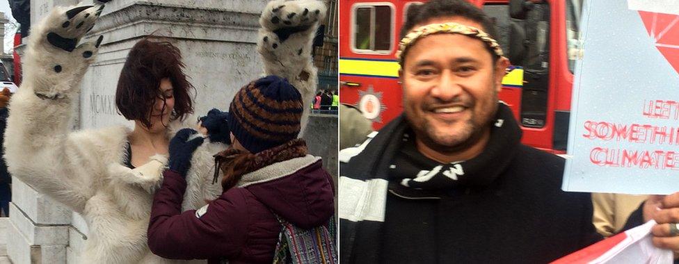 Lea from France and Mickaele Maiava at London climate change march