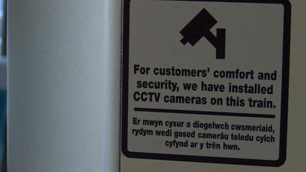 CCTV notice on train