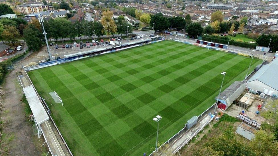 Drone shot of Taunton Town's stadium