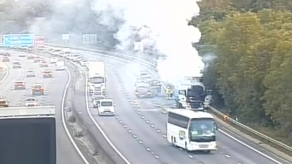 Lorry fire on the M1