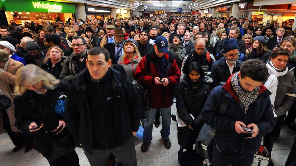 Commuters waiting for their train