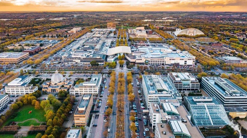 An aerial view of Milton Keynes