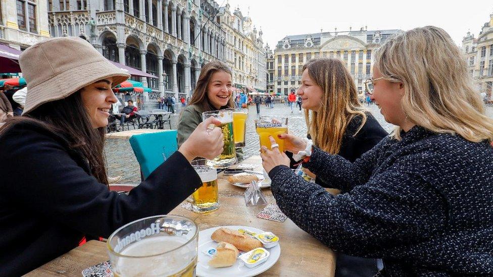 Brussels group enjoying outdoor meal, 8 May 21