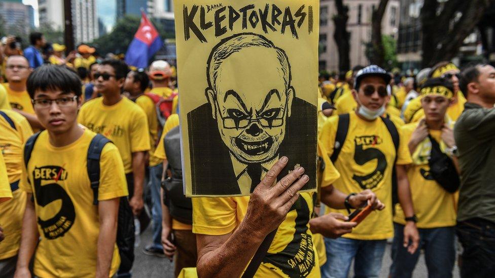 Anti-Razak demonstrators in Malaysia, November 2016