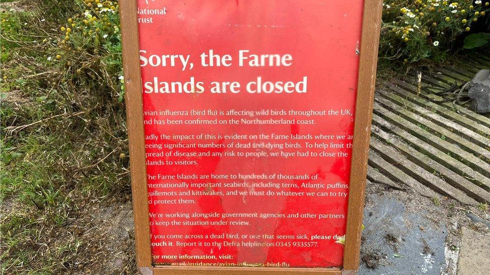 Closed sign on the Farne Islands