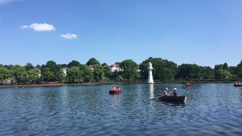 The lake has been popular during the recent hotweather, with people taking to the water in boats and pedalos