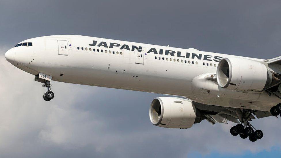 A Japan Airlines plane in flight