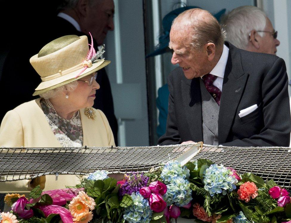 The Queen with Prince Philip at Epsom Racecourse on 6 June 2015